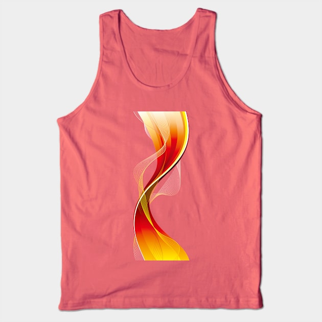 Curve Design Red Smoke Background Yellow And White Tank Top by dannielleadrienne1822